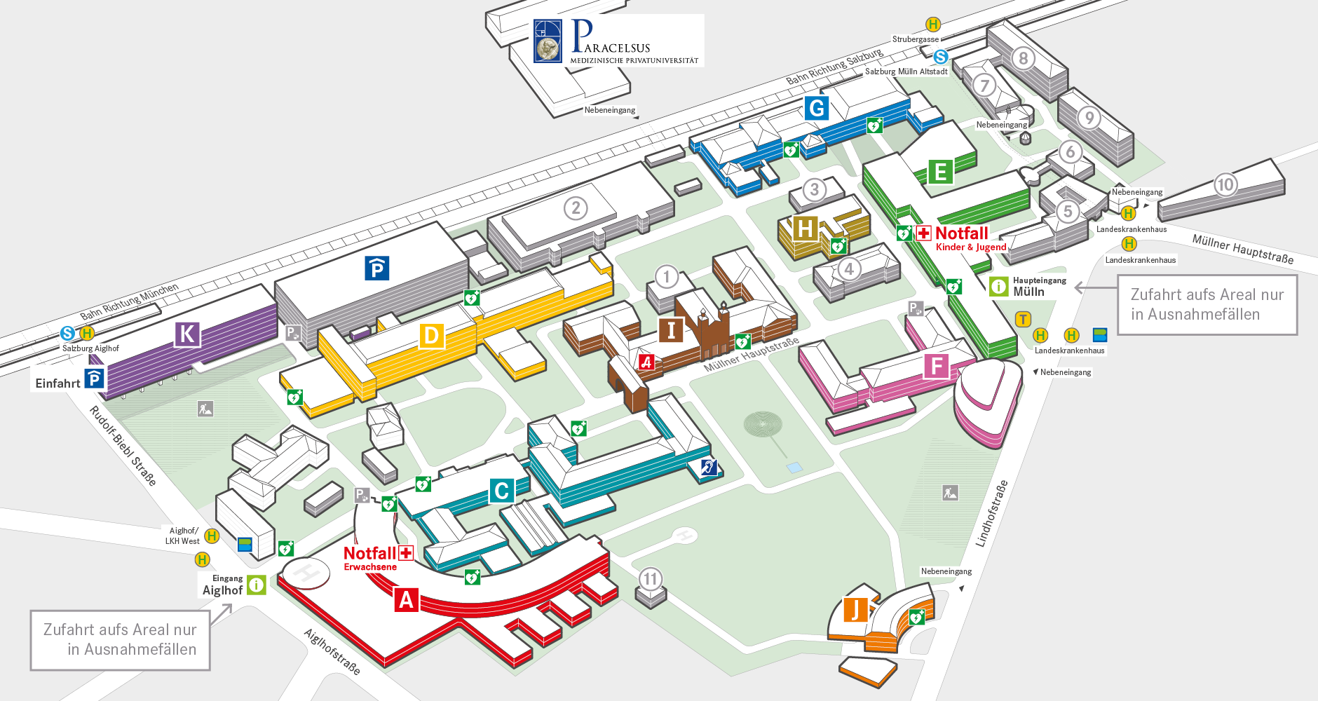 Lageplan Landeskrankenhaus