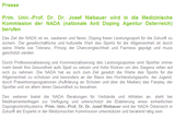 Prim. Univ.-Prof. Dr. Dr. Josef Niebauer wird in die Medizinische Kommission der NADA