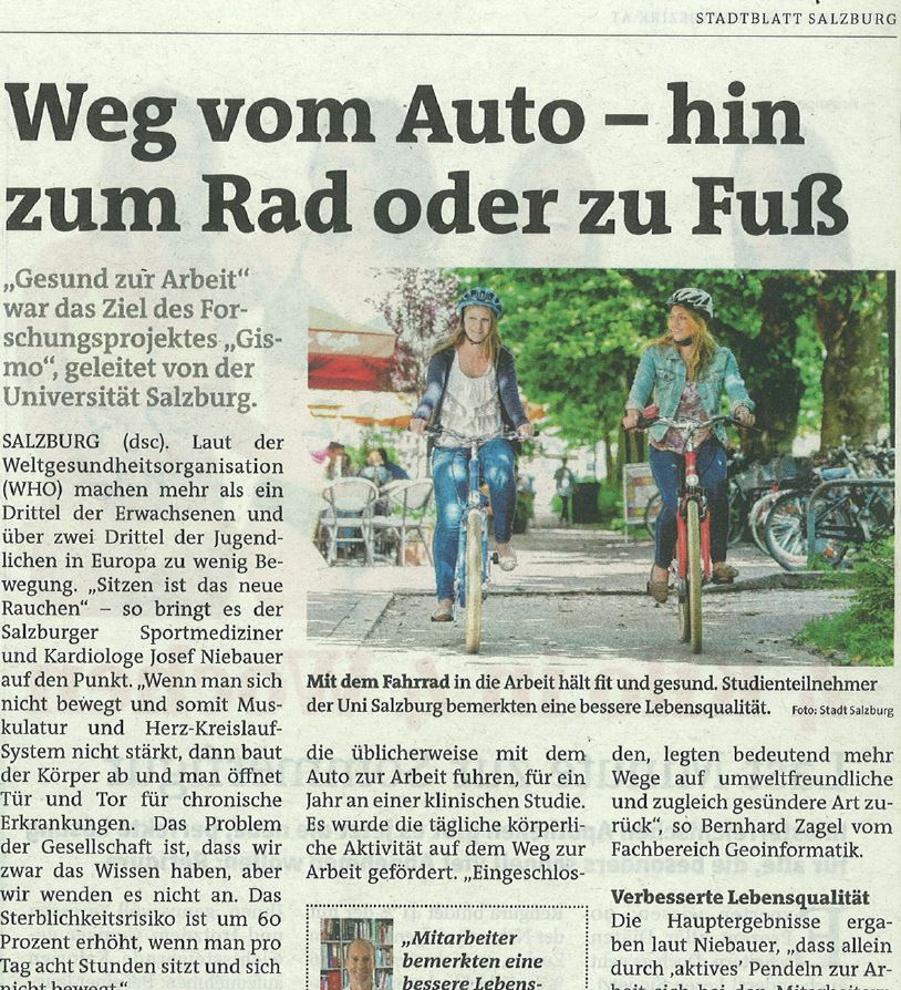Stadtblatt Salzburg: Weg vom Auto - hin zum Rad oder zu Fuß