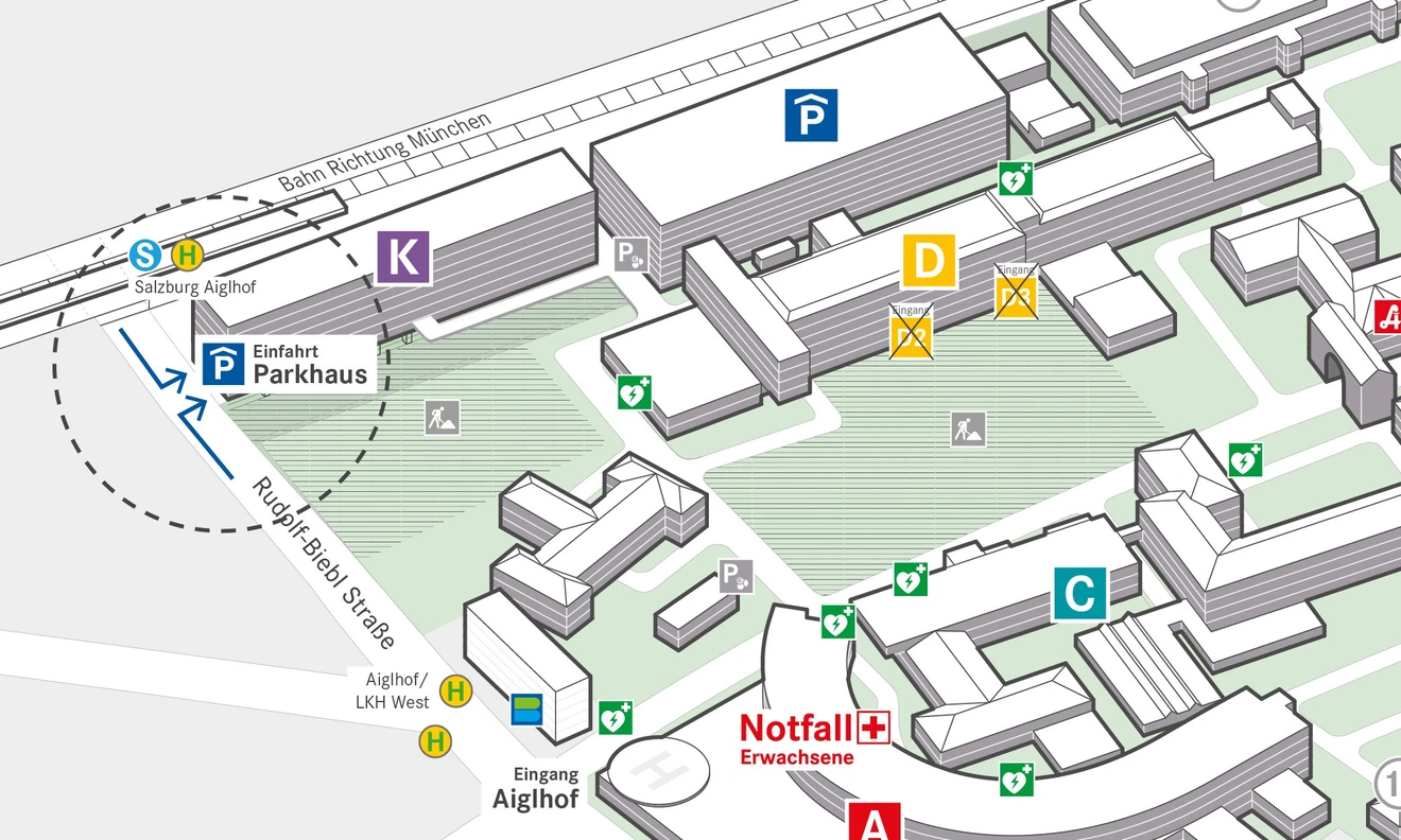 Grafik Einfahrt Parkhaus Uniklinikum Campus LKH